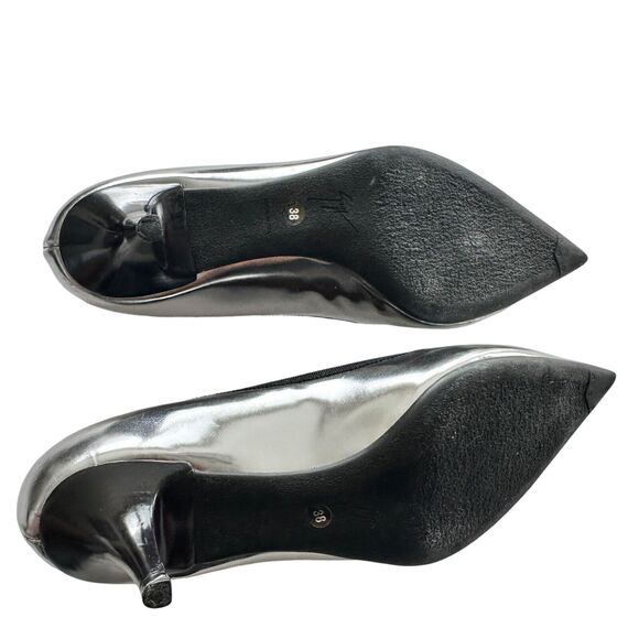 Giuseppe Zanotti Pointed Kitten Heel Metallic Iridescent silver size 38 US 8 - Picture 6 of 9